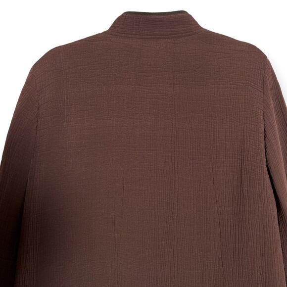 Eileen Fisher Silk Sponge Jacket SIZE S Maroon Brown Magnetic Collar Coat - Picture 5 of 8